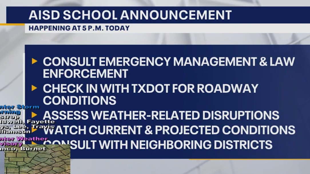 Austin ISD to make call on school closure by 5 p.m.