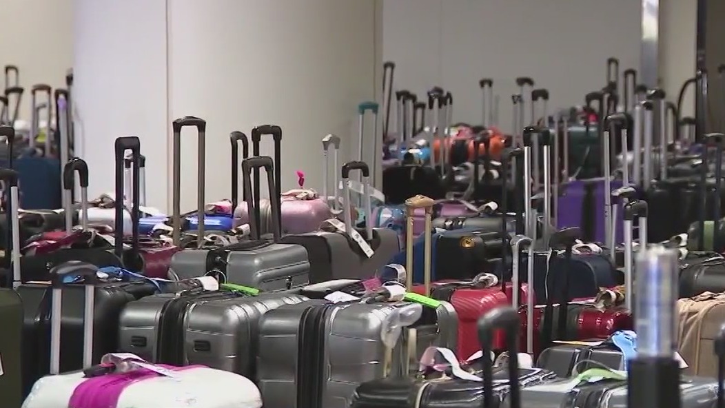 Southwest Airlines baggage overflowing at Orlando International Airport