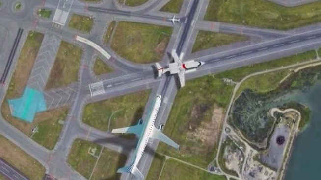 WATCH: Planes nearly collide on runway