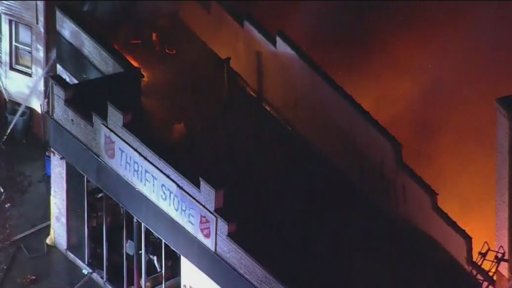 Fire destroys Salvation Army thrift store in Union City, NJ