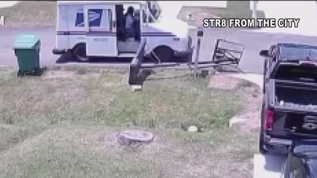 Caught on Camera: Houston-area postal worker knocks down basketball hoop as kids approach with basketball