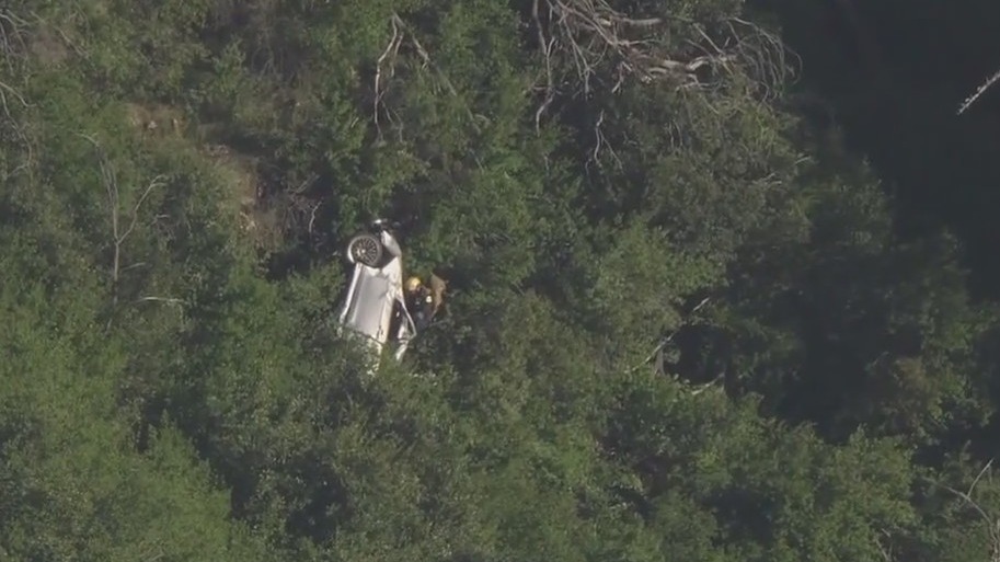 Car over side rescue on Angeles Crest Highway