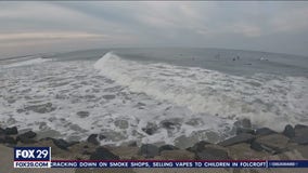 Rip current warnings in place, due to heavy surf at Jersey shore