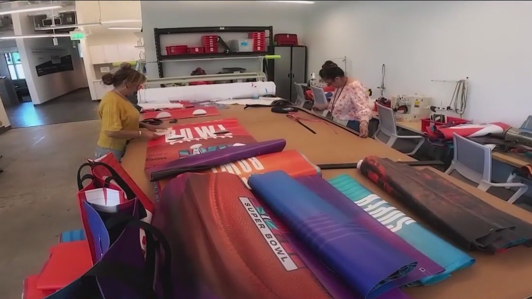 Super Bowl banners transformed into handbags