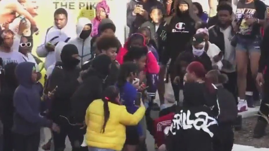 Fight breaks out at Long Beach Pike