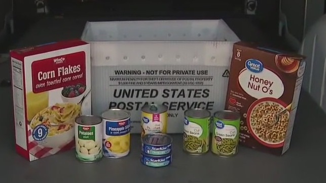Stamp Out Hunger food drive collecting items