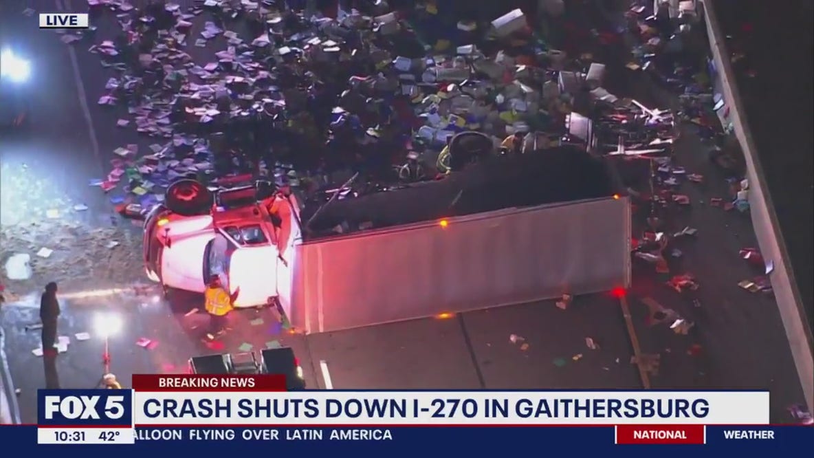 Crash shuts down I-270 in Gaithersburg