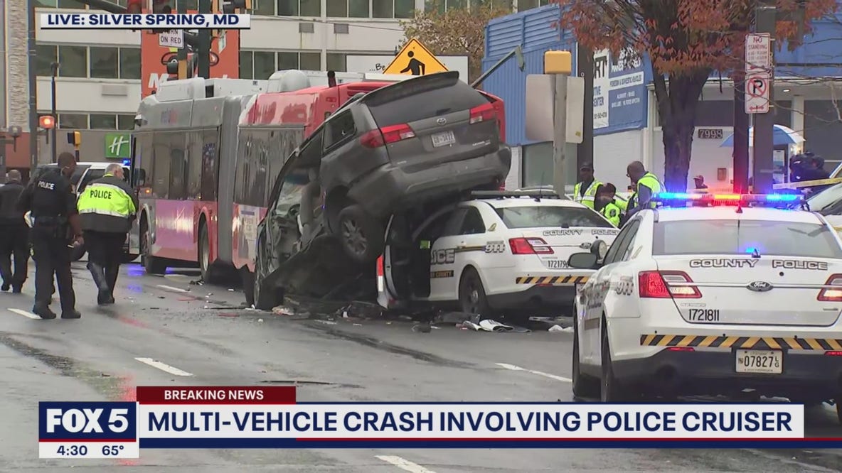 Police chase leads to multi-vehicle crash involving cruiser in Silver Spring