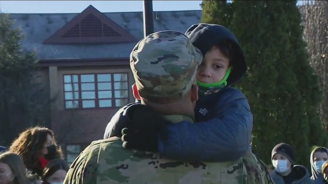 Air National Guardsman returns home, surprises son at school