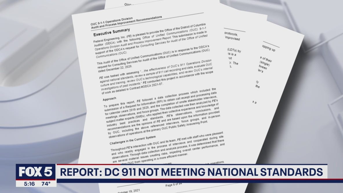 DC 911 not meeting national standards, report says