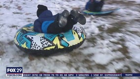 Families enjoy sledding on Saturday snow day in Camden County
