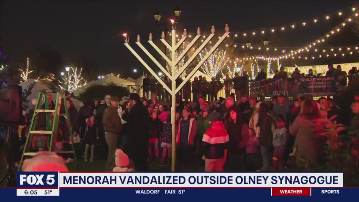 Menorah vandalized in front of synogogue