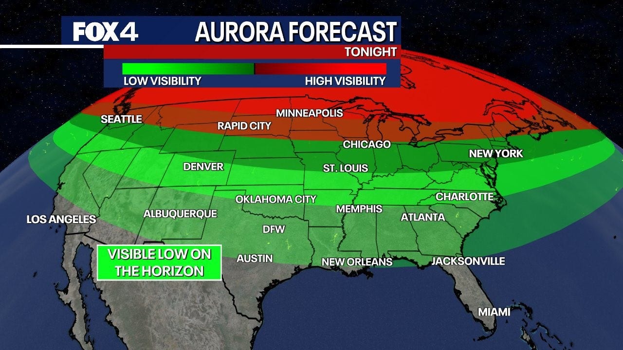 Northern lights forecast for Texas