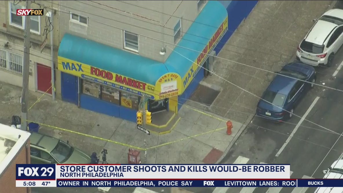 Armed robbery suspect shot, killed by customer in North Philadelphia store, police say