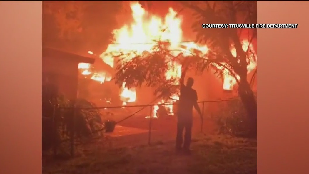 Intense flames destroy garage, boat, vehicle in Titusville