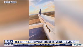 Boeing plan diverted due to wing damage