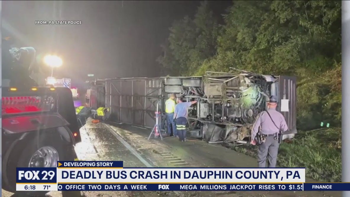 Multiple dead after bus crashes, flips in Pennsylvania