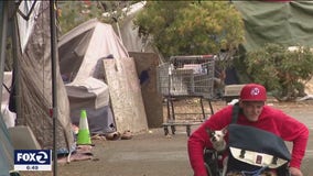 A homeless camp at the Marin Civic Center?