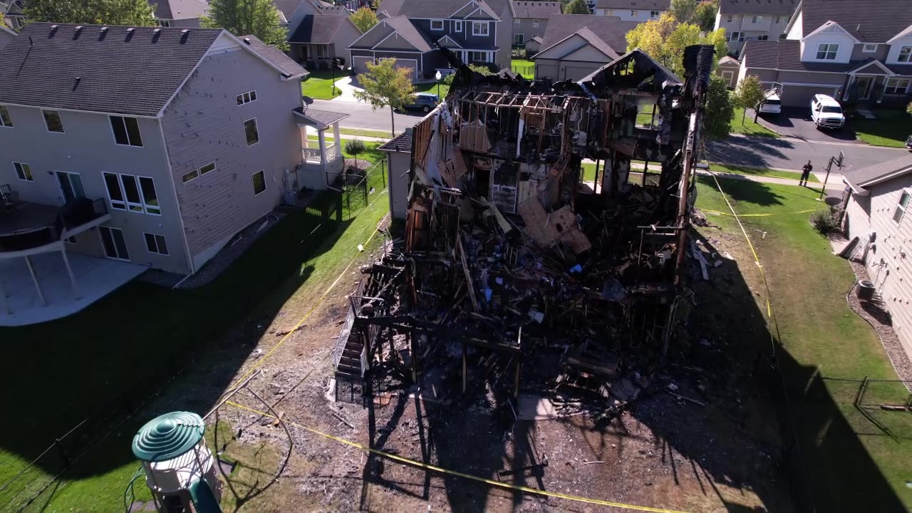 Farmington home fire aerial footage