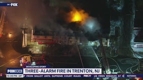 Fire crews battle 3-alarm rowhome fire in Trenton
