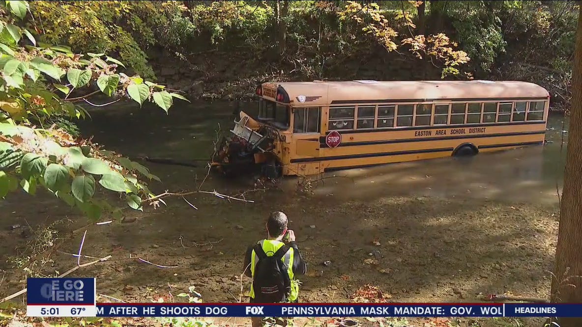 Easton Area School District bus crashes into Bushkill Creek