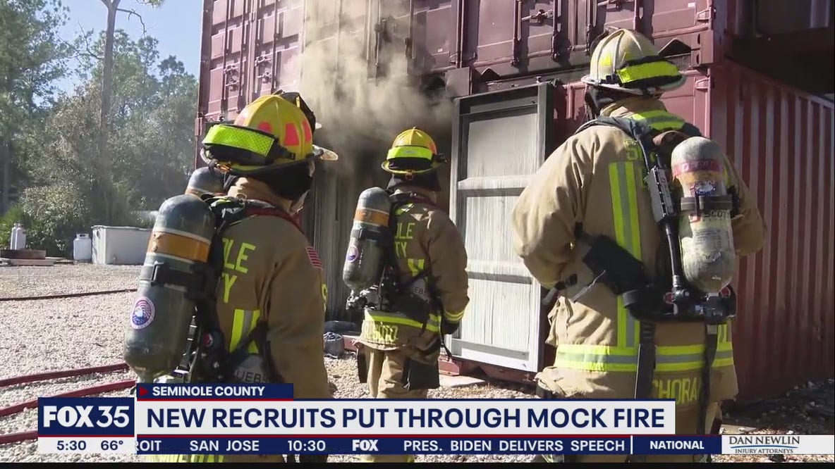 New fire fighting recruits put through mock fire