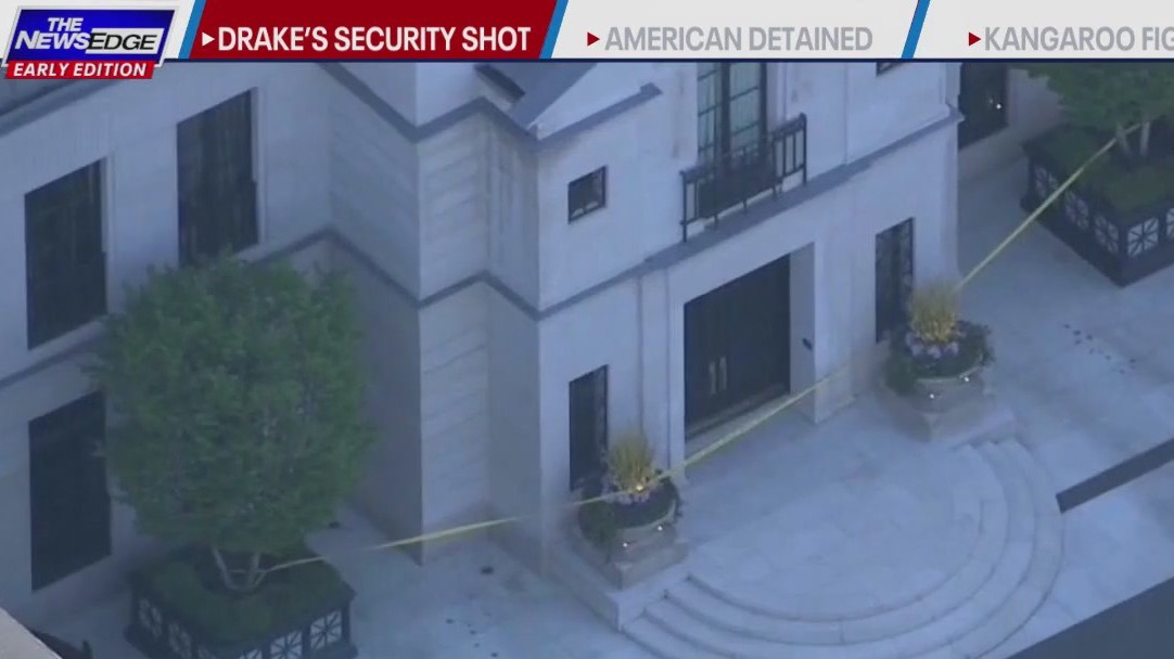 Shooting outside Drake's mansion injures security