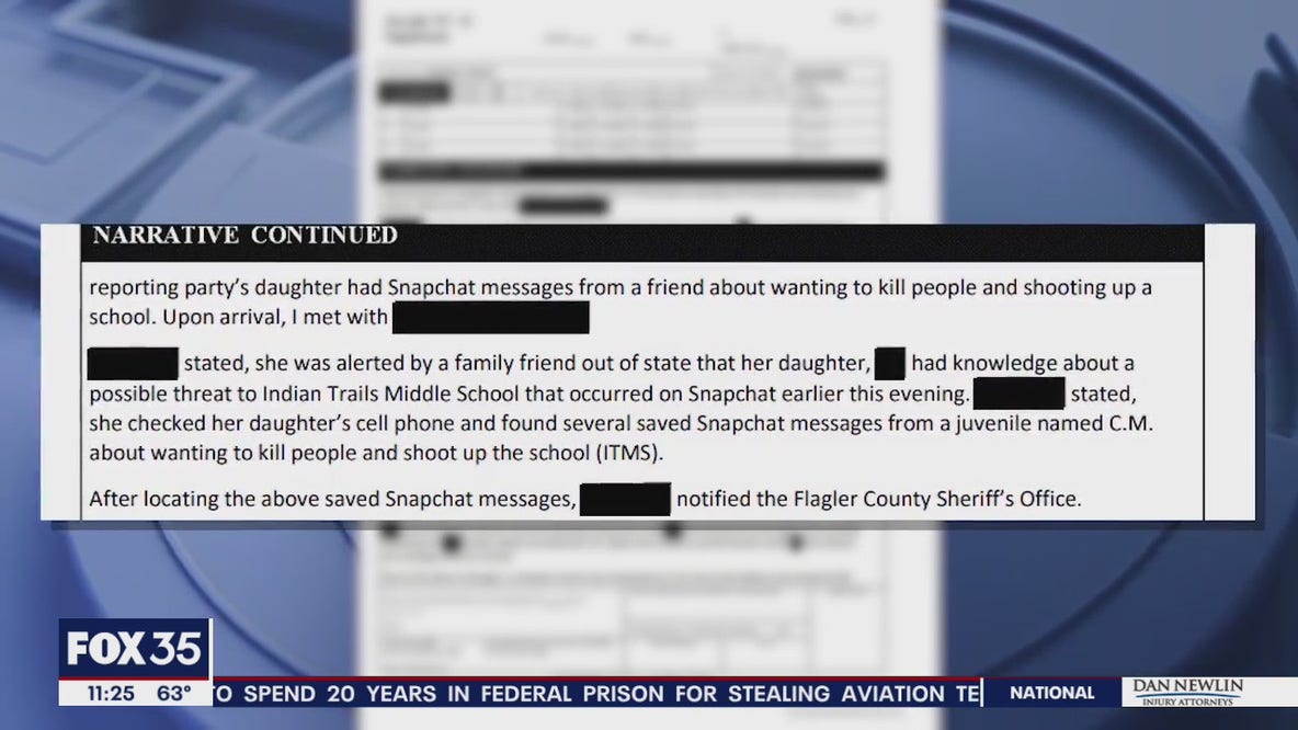 Florida 6th grader charged for making mass shooting threats on Snapchat