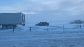 Vehicles stuck on I-94 near Moorhead due to blowing snow