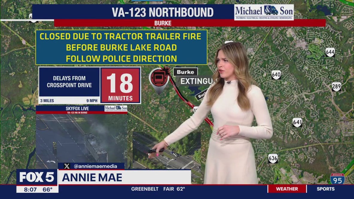 Virginia tractor-trailer fire causes delays