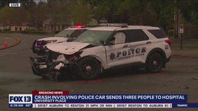 University Place crash involving police cars sends 3 people to the hospital