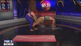 Life Coach Hailey Zureich helps Alan get fit with back bends, shares details on comedy show fundraiser