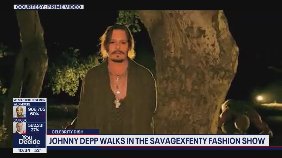 Johnny Depp walks in Savage X Fenty fashion show