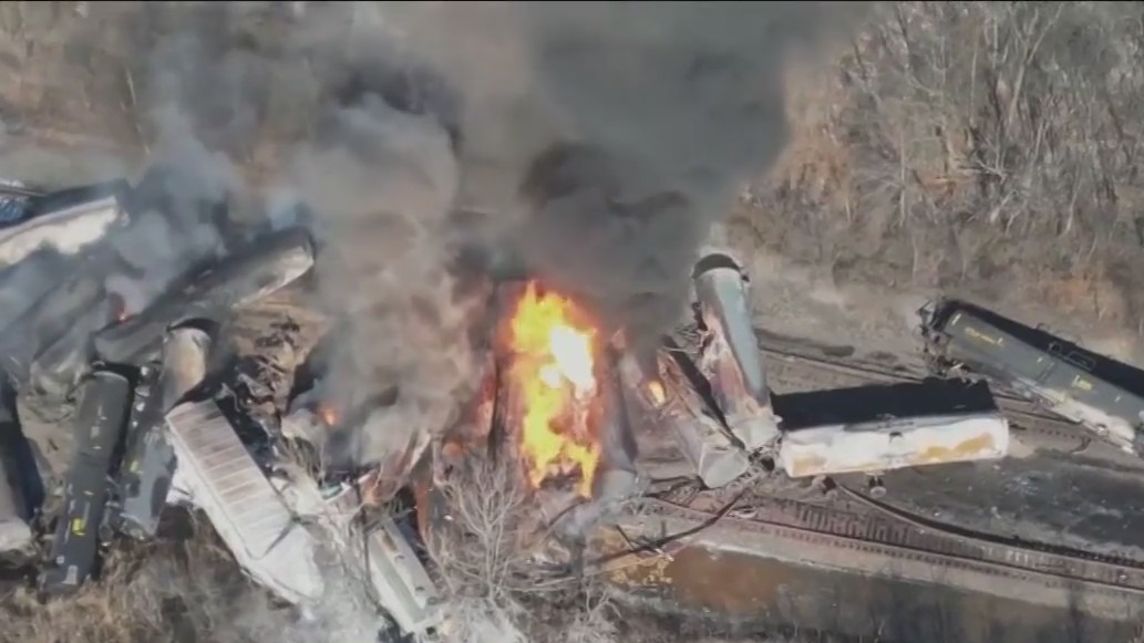Release of toxic chemicals from derailed Ohio tanker cars begins