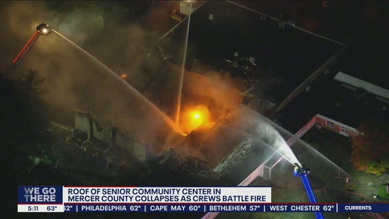 Roof of Ewing Senior and Community Center collapsed as crews battled 3-alarm fire