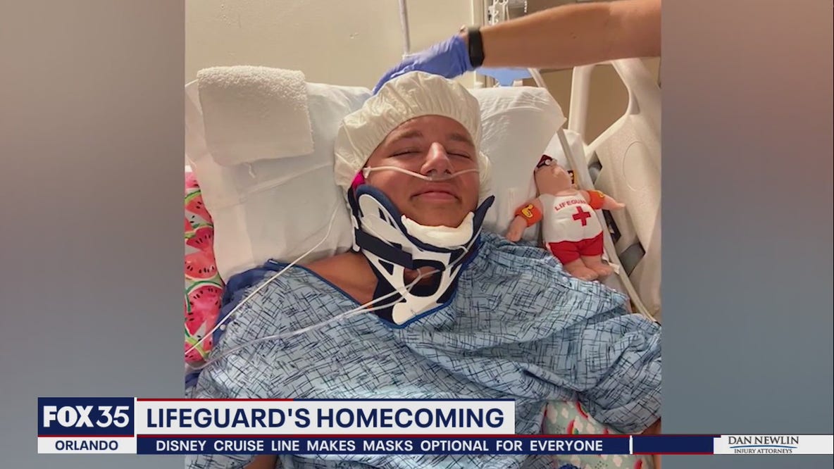 Flagler lifeguard injured in freak accident returns home
