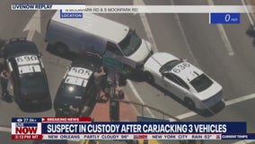Suspect carjacks 3 vehicles during hour-long pursuit