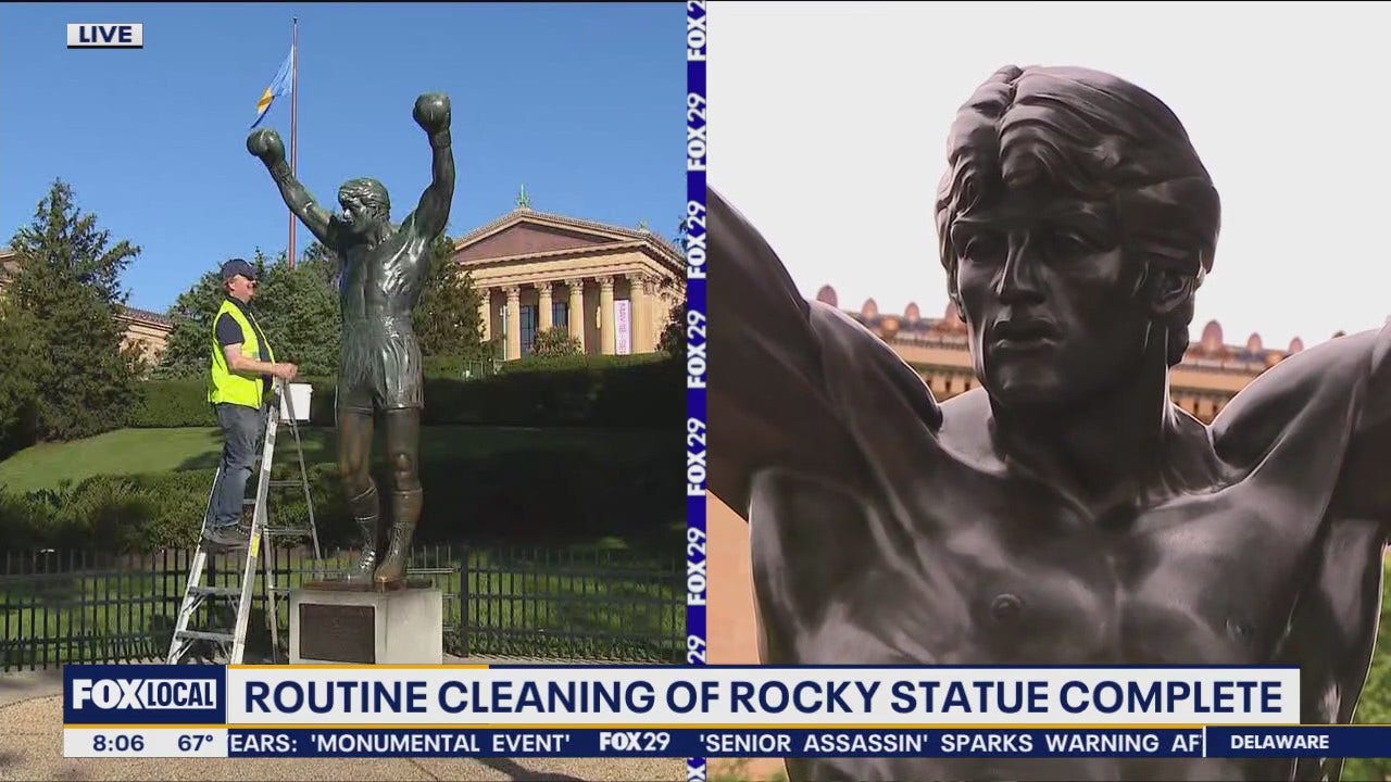 Iconic Rocky statue at Philly Art Museum gets a deep clean