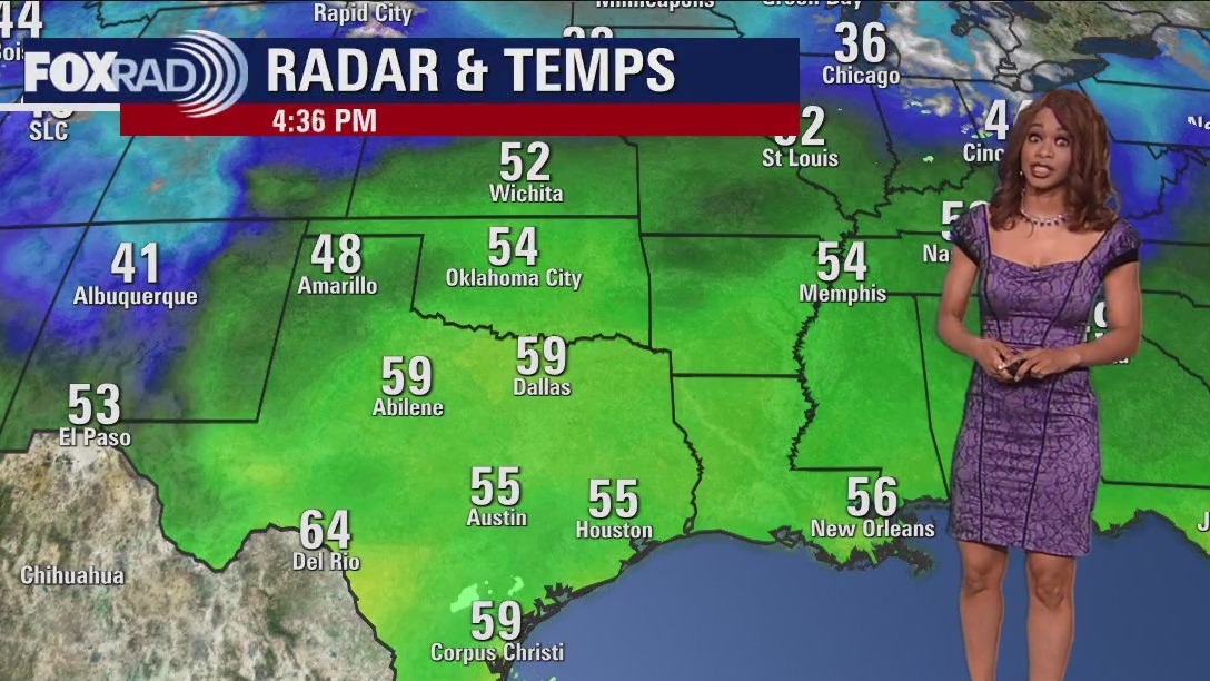 Cloudy, cool Friday evening in the 50s