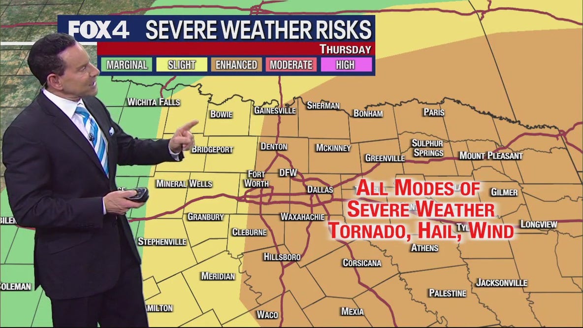 Dallas weather: Tornado, hail risk on Thursday