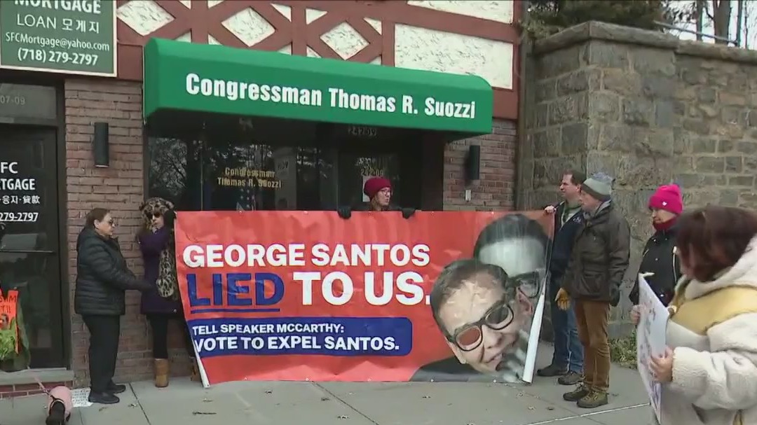 'Drive Out Santos' caravan in Queens, Long Island