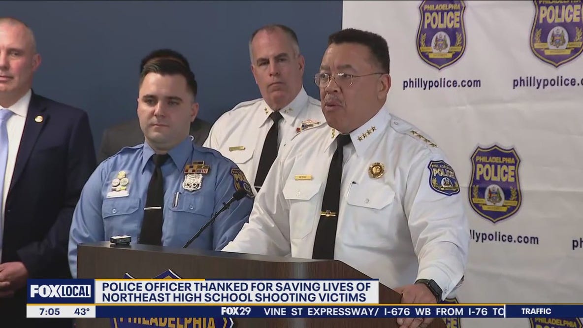 Philadelphia police officer thanked for saving lives of student shooting victims