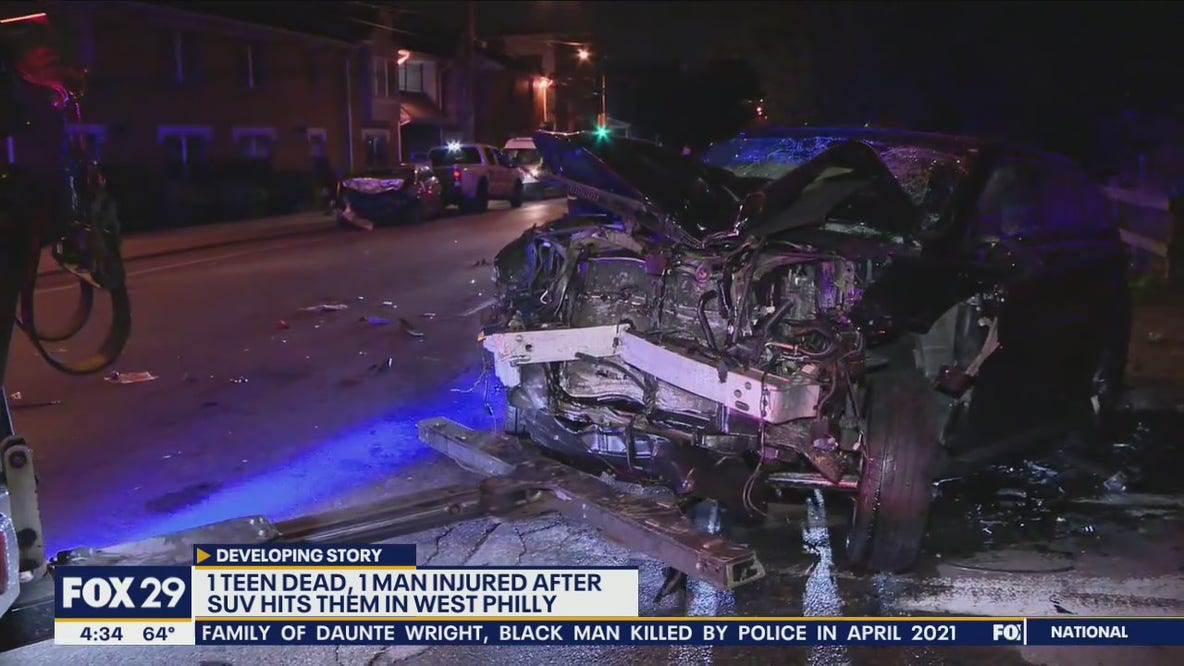 Partially naked driver fatally strikes teen, hits man before crashing in West Philadelphia, police say