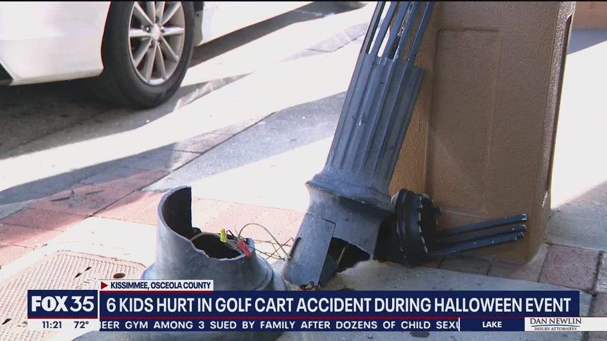 6 kids hurt in golf cart crash during Halloween event