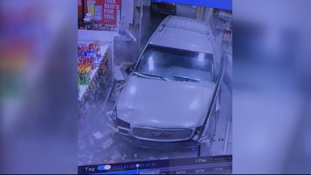 SUV crashes through Warren gas station store
