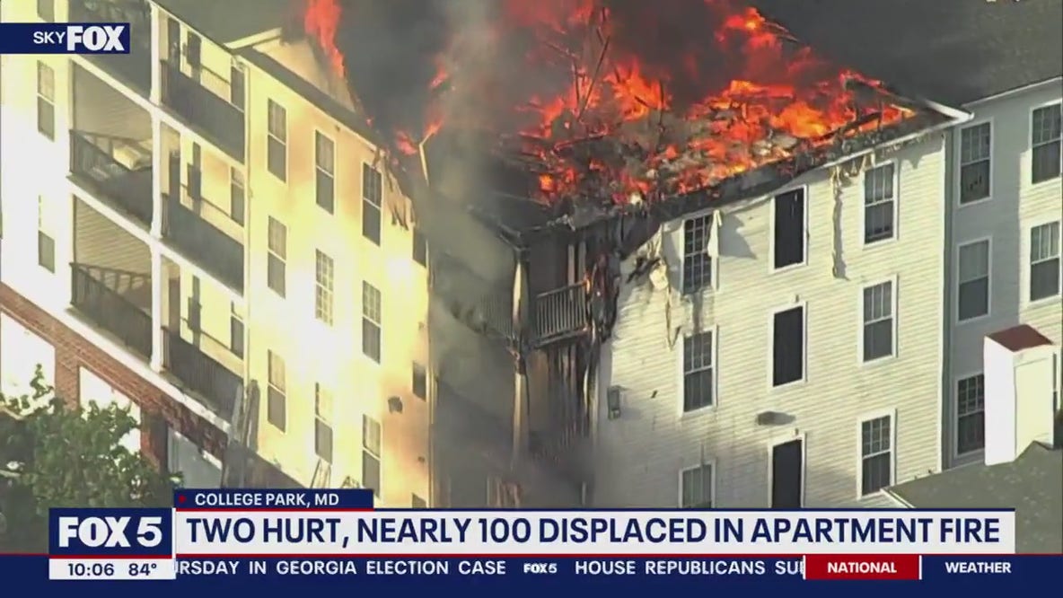2 hurt, nearly 100 displaced in College Park apartment fire