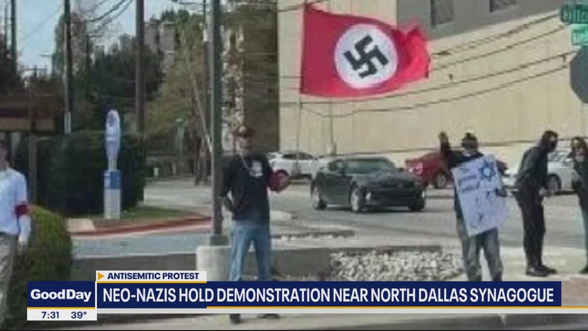 Neo-Nazi group demonstrates near Dallas synagogue