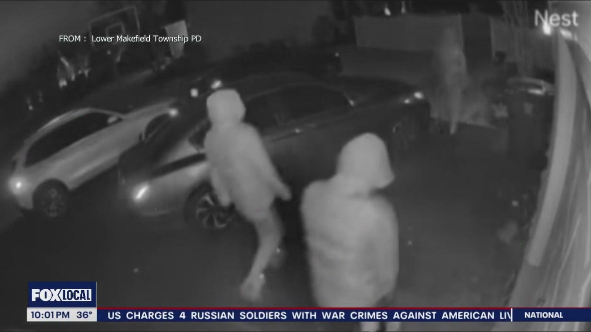 Surveillance video shows suspects attempt to break into cars and a home in Bucks County