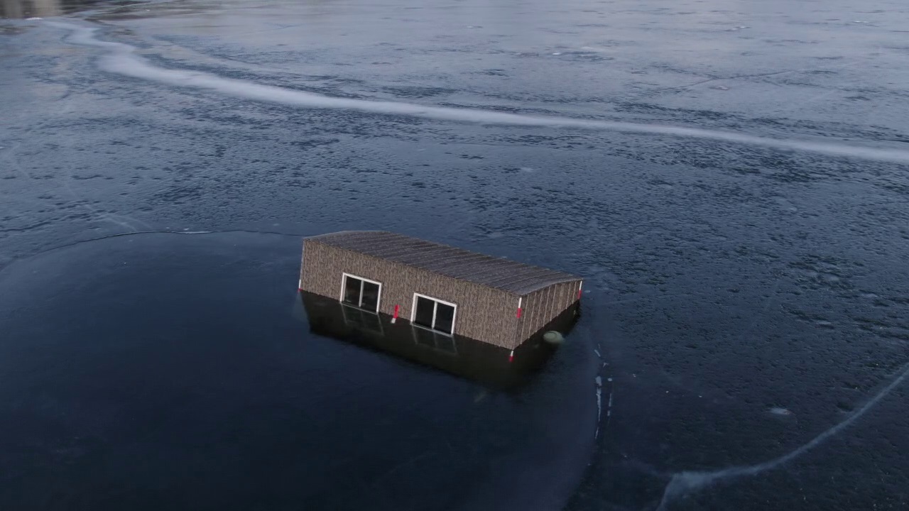 Ice house slowly sinks into Prior Lake