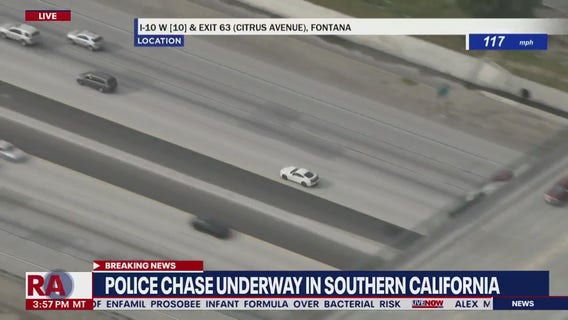Southern California police chase: 115+ MPH pursuit of suspect in Ford Mustang